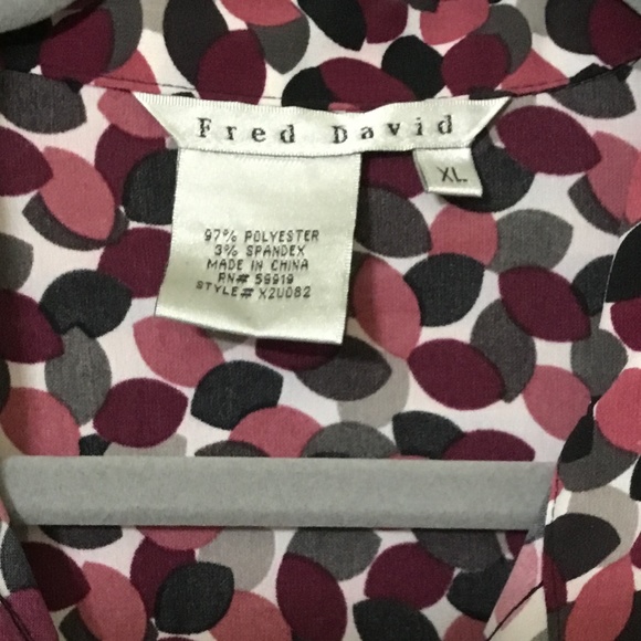 Fred David, Multicolor Blouse with V-Neck Size-XL - Picture 6 of 9